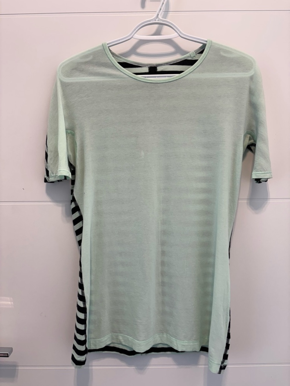 lululemon athletica Mint Green Short Sleeve Tee with Black Stripes